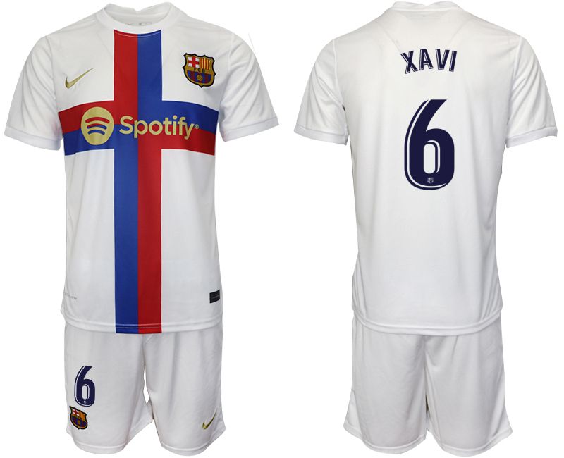 Men 2022-2023 Club Barcelona white away #6 Soccer Jersey->barcelona jersey->Soccer Club Jersey
